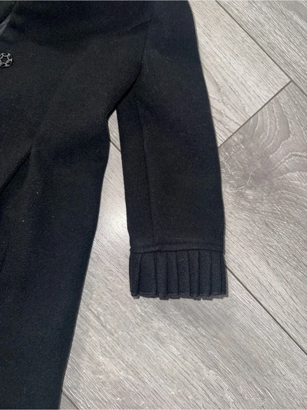 Camilla Black Girls' Pea Coat with Decorative Buttons